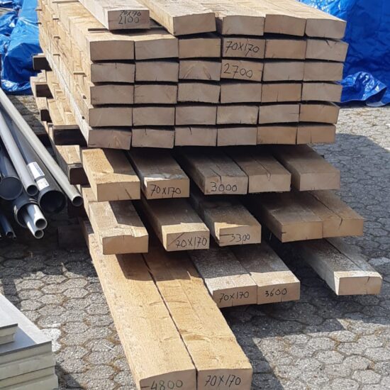 Vuren balkhout 70x170mm, bezaagd.